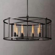 JC Belmont Glass Lantern Modern Round Chandelier 33"