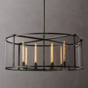 JC Belmont Glass Lantern Modern Round Chandelier 44"