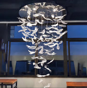 Calliope Modern Glass Feathers Chandelier