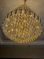 JC Luxury Multi-tiered Honeycomb Crystal Chandelier for High-ceiling