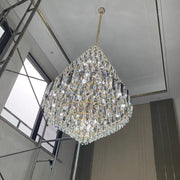 JC Luxury Multi-tiered Honeycomb Crystal Chandelier for High-ceiling