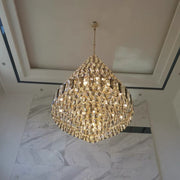 JC Luxury Multi-tiered Honeycomb Crystal Chandelier for High-ceiling