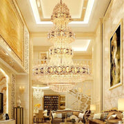 JC Aniston Luxury Gold Crystal Chandelier for High-Ceiling Living Rooms and Foyers