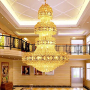 JC Aniston Luxury Gold Crystal Chandelier for High-Ceiling Living Rooms and Foyers