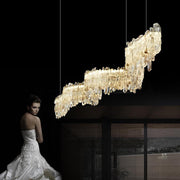 JC Primary Crystal Cluster Linear Dining Chandelier