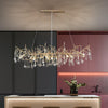 JC Teardrop  Gold Contemporary Crystal Hanging Lighting Fixture For Dining Room