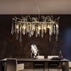 JC Lorna Large Teardrop Modern Branch Chandelier, Brass Chandelier