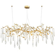 JC Lorna Large Teardrop Modern Branch Chandelier, Brass Chandelier