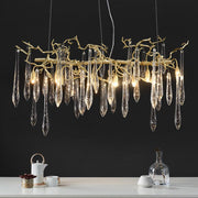 JC Lorna Large Teardrop Modern Branch Chandelier, Brass Chandelier