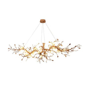 Exquisite Glass Flower Copper Tree Branch Chandelier