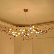 Exquisite Glass Flower Copper Tree Branch Chandelier