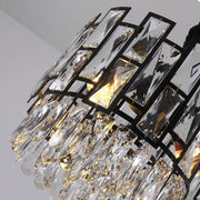 JC Morry Black Clear Crystal Pendant Chandelier