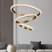 JC Primary Contemporary K9 Crystal Halo Ring Foyer Chandelier