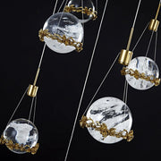 JC Primary Rock Crystal Ball Ceiling Mounted Staircase Chandelier