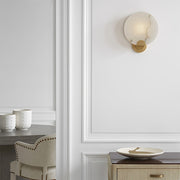 JC Round Alabaster Modern Living Room Sconce