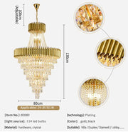 JC Aniston Large Luxury Crystal Chandelier for Staircase and Hallways