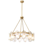 Sublime Modern Brass Chandelier Antique Brass Finish/Bevelled Glass