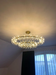 JC 2 Wheel Frozen Ice Crystal Chandelier Light For Living Room Dining Hall