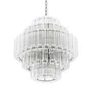 Vittoria S Modern Glass Chandelier - Nickel