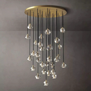 JC Seaver Crystal Round Cluster Staircase Chandelier 40"