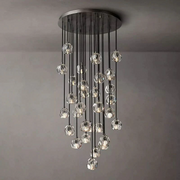 JC Seaver Crystal Round Cluster Staircase Chandelier 30"