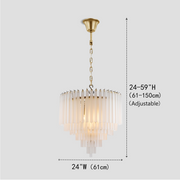 3-Tier Glass Round Chandelier 24"