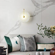 JC Alabaster Round Bedroom Bedside Wall Sconce