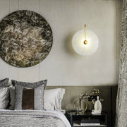 JC Alabaster Round Bedroom Bedside Wall Sconce