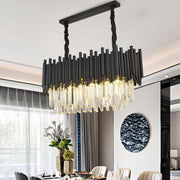 Modern Classic Black Length Crystal Chandelier