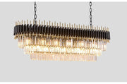 Timeless Black Modern Classic Crystal Long Chandelier