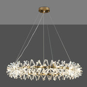 JC 2 Wheel Frozen Ice Crystal Chandelier Light For Living Room Dining Hall