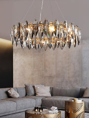 Multi-sided hand-cut crystal chandelier