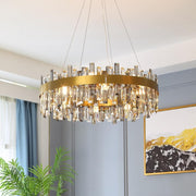 24" 32" Modern Round Gold Crystal Chandelier