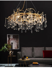 JC Arcadia Branch Round  Long Tear Crystal  Chandelier