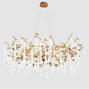 JC Arcadia Branch Postmodern Long Teardrop Brass Chandelier Gold