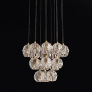 JC Seaver Crystal Round Cluster Chandelier 19"