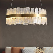 Ariano Long Crystal Round Golden Lamp Body Modern Chandelier