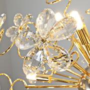 Golden Faceted Crystal Petal Dandelion Chandelier 24"