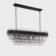 Natasha Black Modern Classic Crystal Long Chandelier