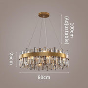 Natasha Modern Round Gold Crystal Chandelier 24" 32"