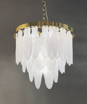 JC Tampa Leaf Round Tiered Glass Chandelier