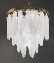 JC Tampa Leaf Round Tiered Glass Chandelier