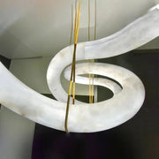 JC Alabaster Unique Curved Lake  Shape Chandelier