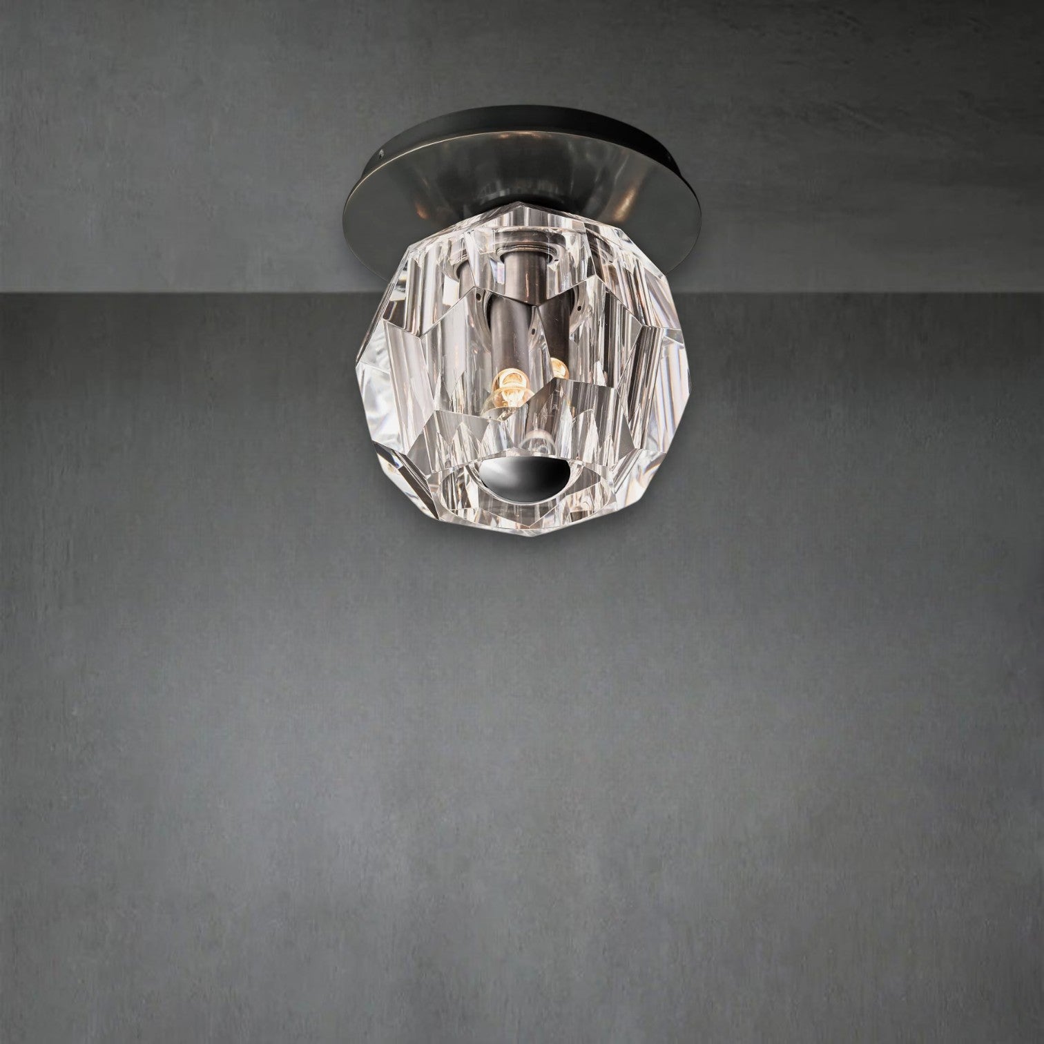 Bille De Crystal Glass Petite Flushmount