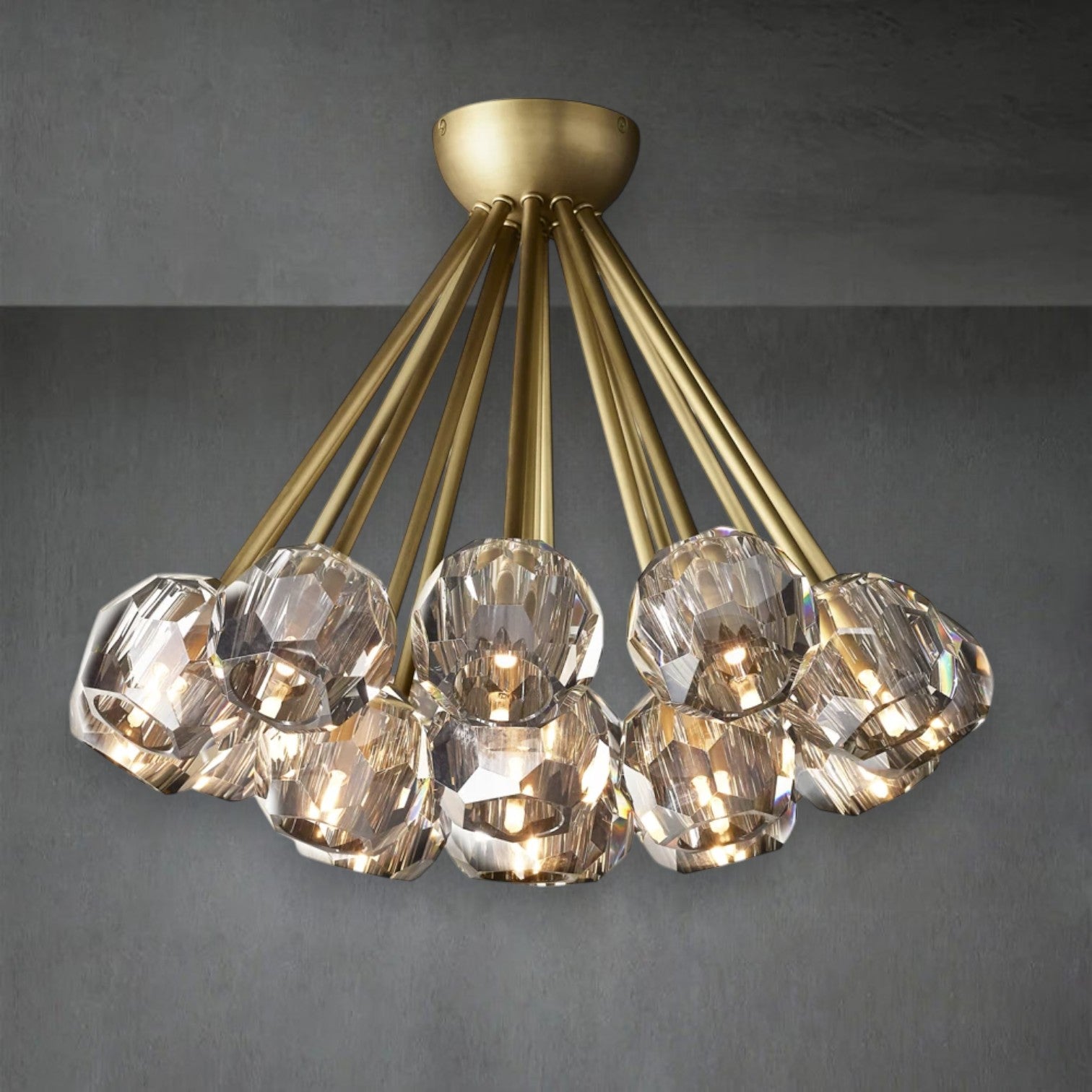 Bille De Crystal Glass Flushmount 24"